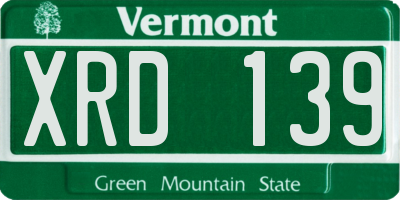 VT license plate XRD139