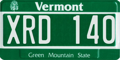 VT license plate XRD140