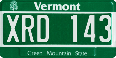 VT license plate XRD143