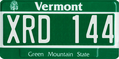 VT license plate XRD144