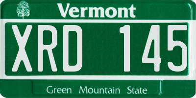 VT license plate XRD145
