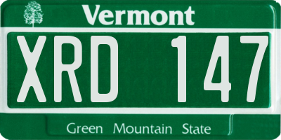 VT license plate XRD147