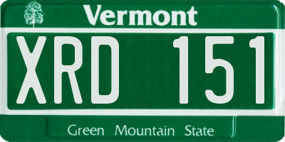 VT license plate XRD151