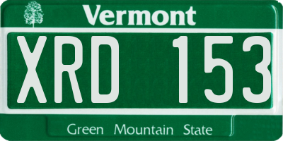 VT license plate XRD153