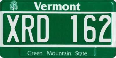 VT license plate XRD162