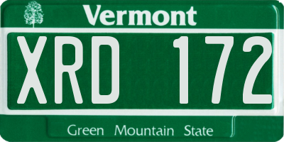 VT license plate XRD172