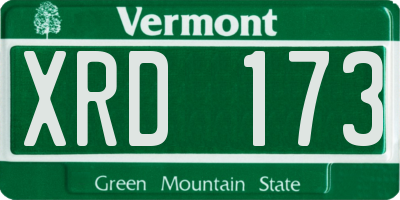 VT license plate XRD173