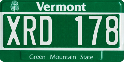 VT license plate XRD178