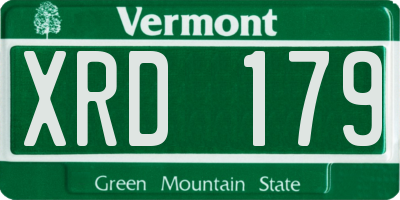 VT license plate XRD179
