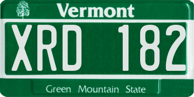 VT license plate XRD182