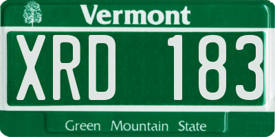 VT license plate XRD183