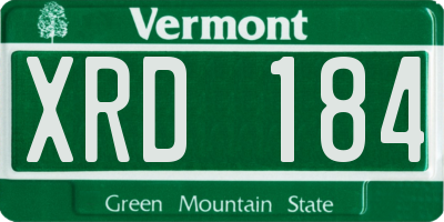 VT license plate XRD184