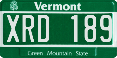 VT license plate XRD189