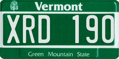 VT license plate XRD190