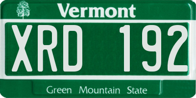 VT license plate XRD192
