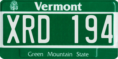 VT license plate XRD194