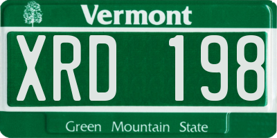 VT license plate XRD198
