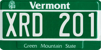VT license plate XRD201