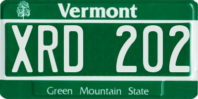 VT license plate XRD202