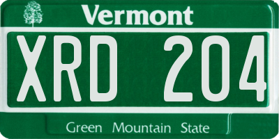 VT license plate XRD204