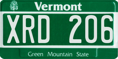VT license plate XRD206