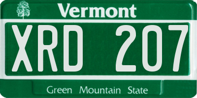 VT license plate XRD207