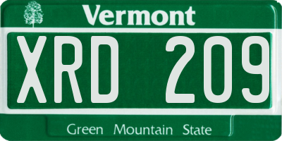 VT license plate XRD209