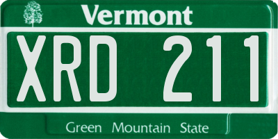 VT license plate XRD211