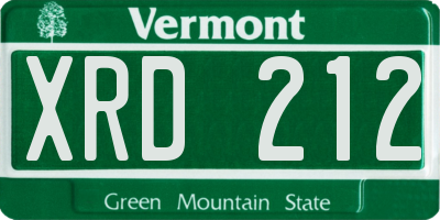 VT license plate XRD212