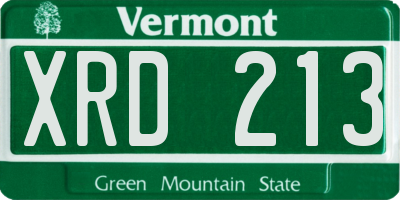 VT license plate XRD213