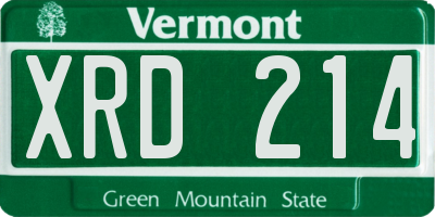 VT license plate XRD214