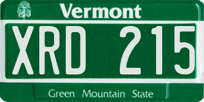 VT license plate XRD215
