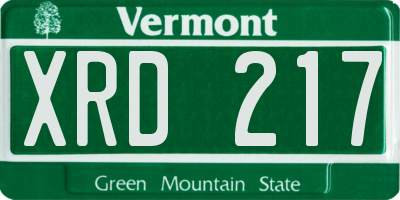 VT license plate XRD217