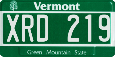 VT license plate XRD219