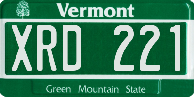 VT license plate XRD221