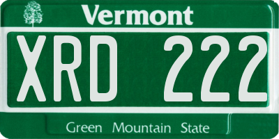 VT license plate XRD222