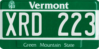 VT license plate XRD223