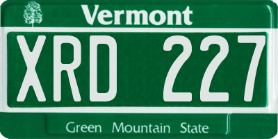 VT license plate XRD227