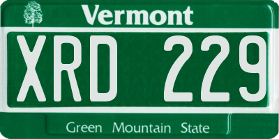 VT license plate XRD229