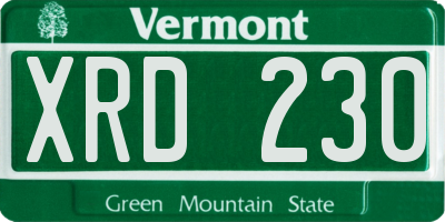 VT license plate XRD230