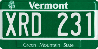 VT license plate XRD231