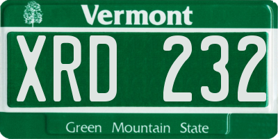 VT license plate XRD232