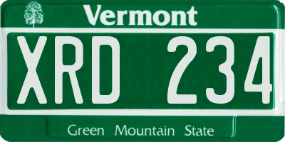 VT license plate XRD234