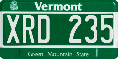 VT license plate XRD235