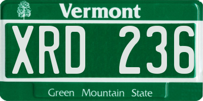 VT license plate XRD236