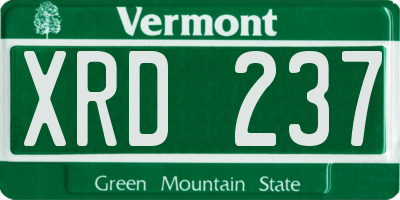 VT license plate XRD237
