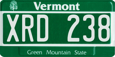 VT license plate XRD238