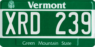 VT license plate XRD239