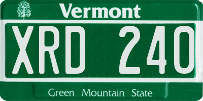 VT license plate XRD240
