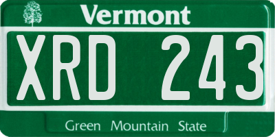 VT license plate XRD243